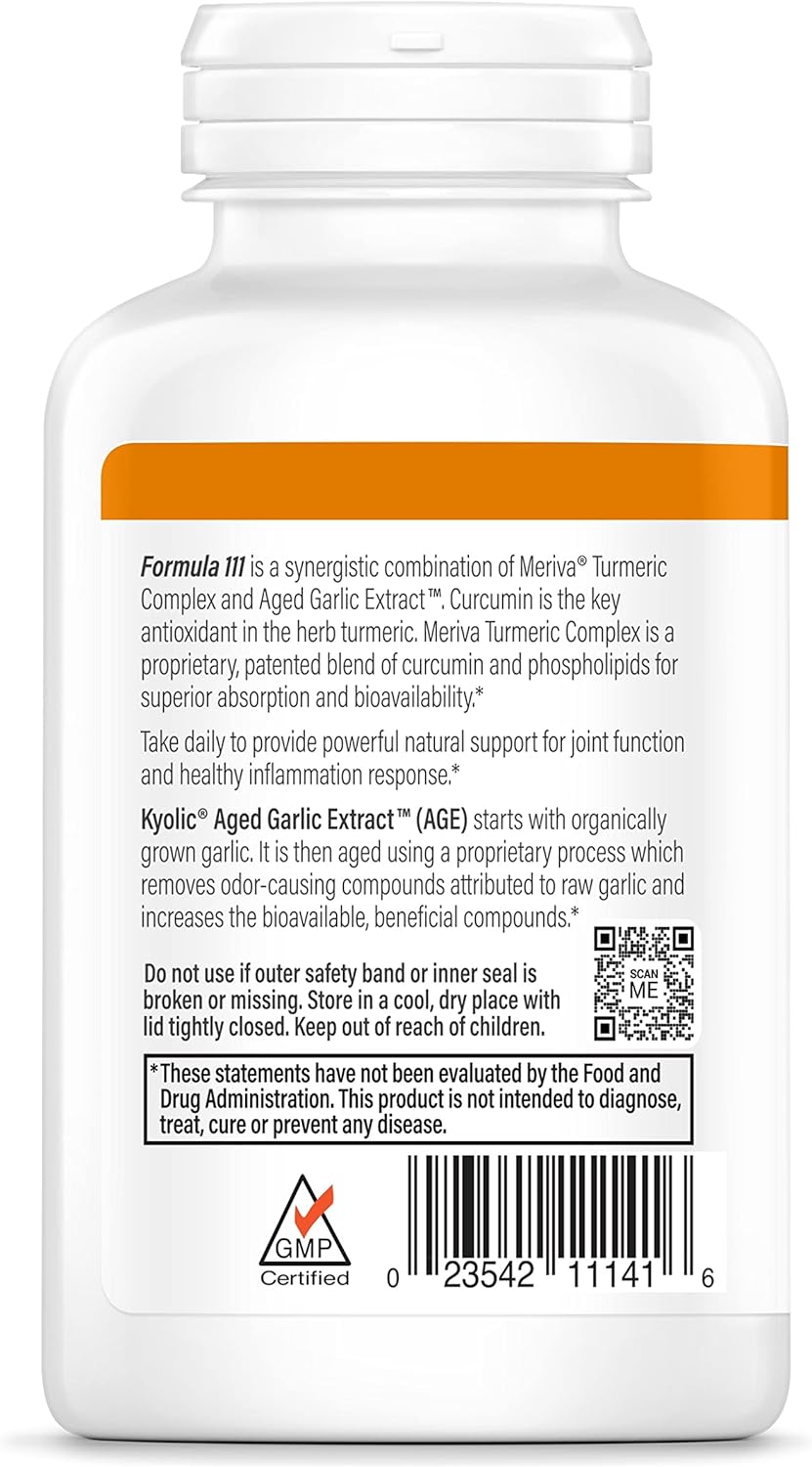 100 Kyolic Aged Garlic Extract Capsules with Curcumin for Healthy Inflammation Response