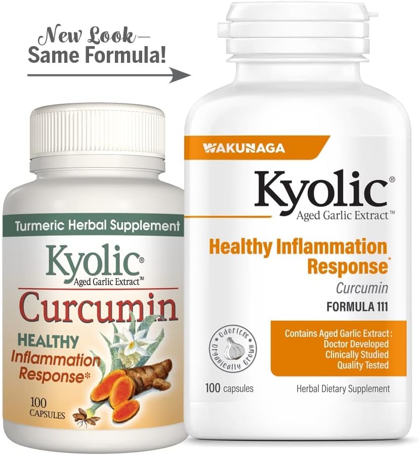 100 Kyolic Aged Garlic Extract Capsules with Curcumin for Healthy Inflammation Response