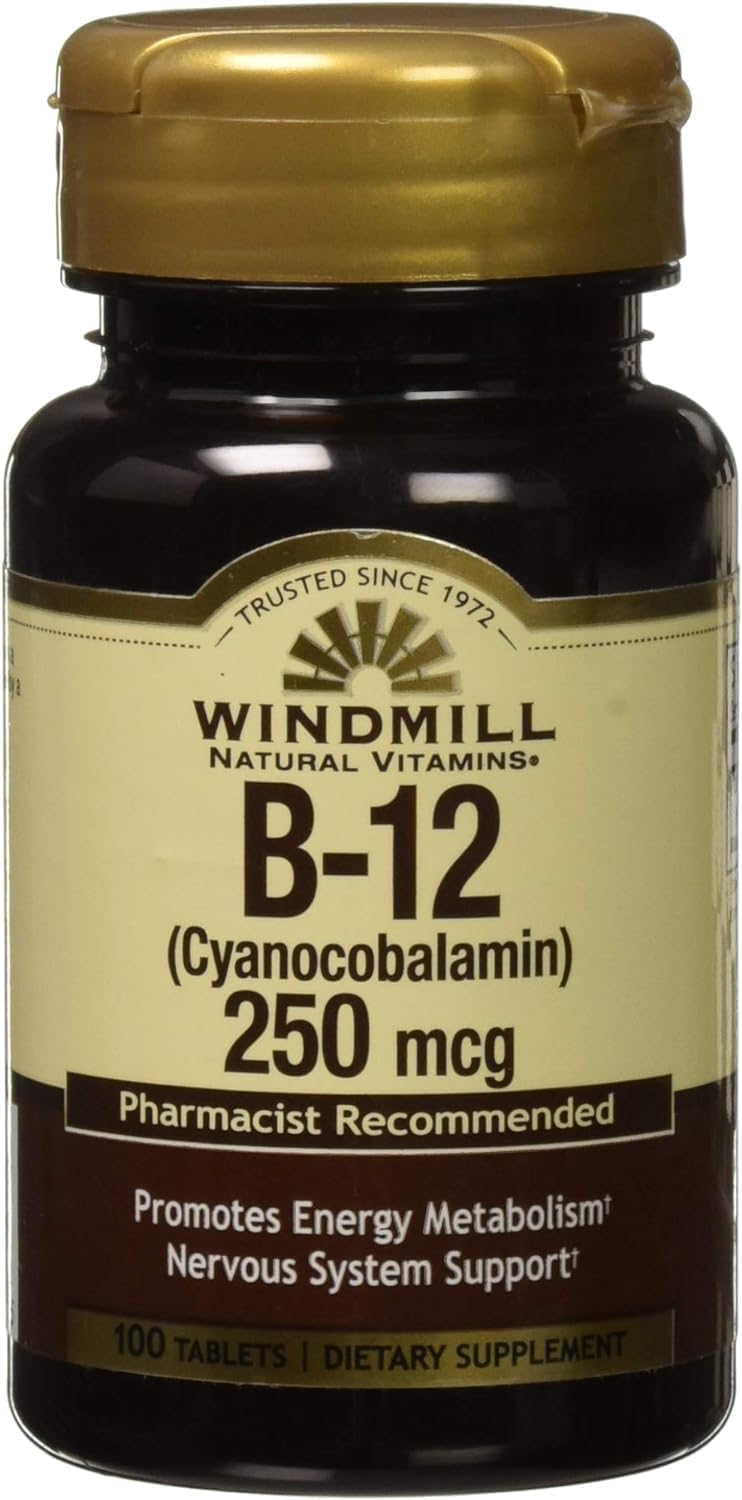 100 Mcg Windmill Vitamin B-12 Tablets - 100 Count Bottle