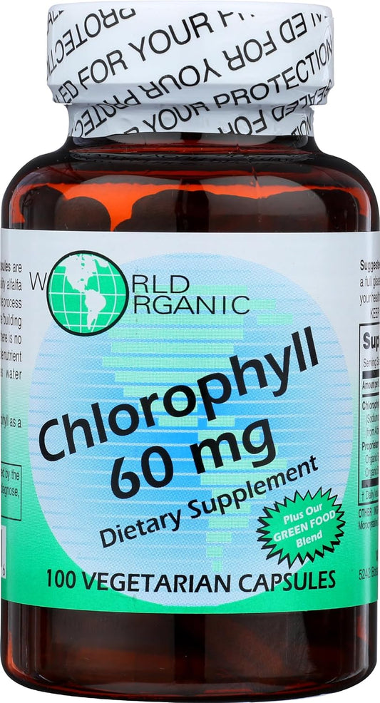 100 mg Chlorophyll Capsules - 60 Count, World Organic, Natural Plant Supplement