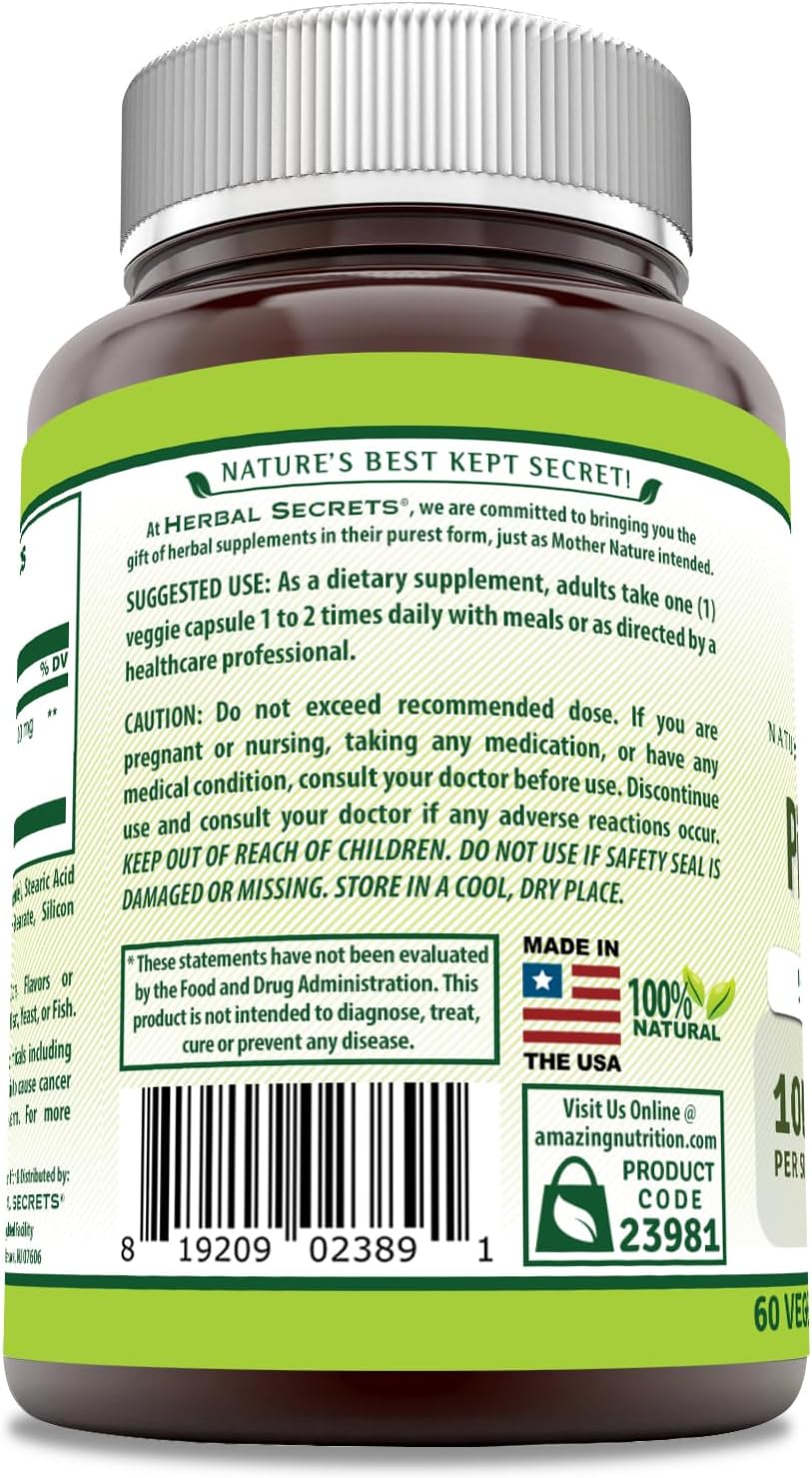 100 Mg Herbal Secrets Pine Bark Extract Supplement - 60 Veggie Capsules - Non-GMO & Gluten-Free - USA Made