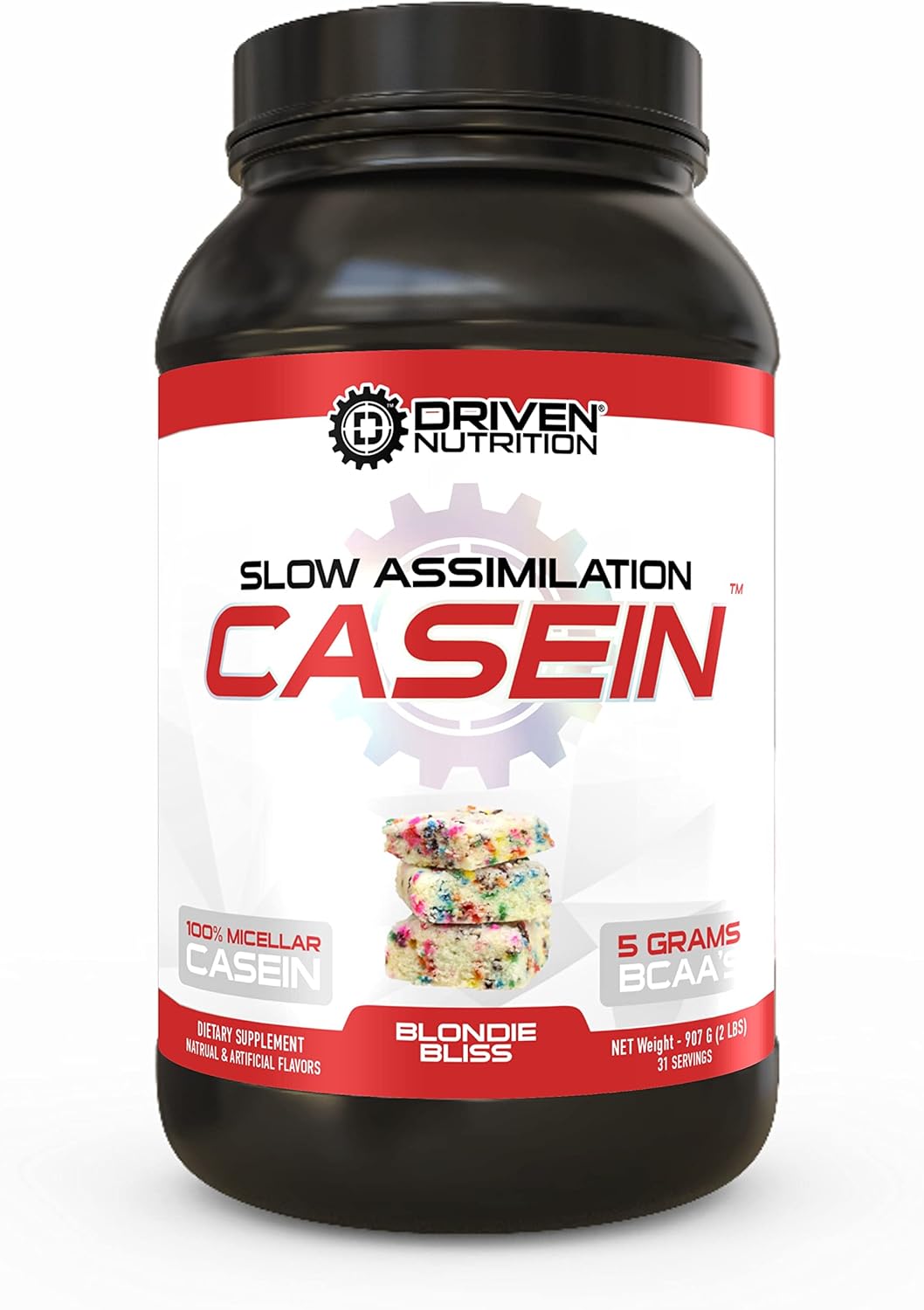 100% Micellar Casein Protein Powder with BCAA and Digestive Enzymes for Nighttime Muscle Recovery - Driven Nutrition Casein (Blondie Bliss)