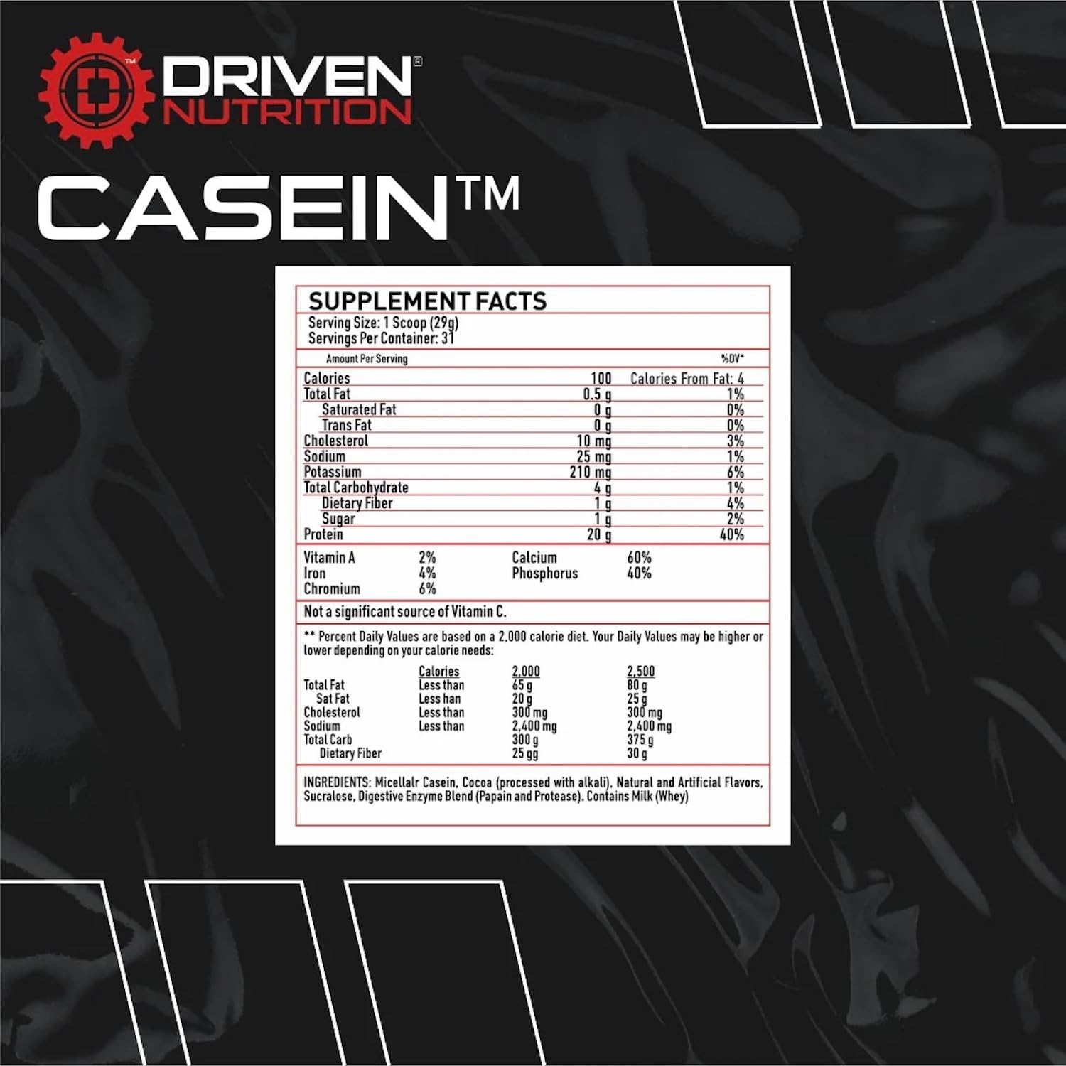 100% Micellar Casein Protein Powder with BCAA and Digestive Enzymes for Nighttime Muscle Recovery - Driven Nutrition Casein (Blondie Bliss)