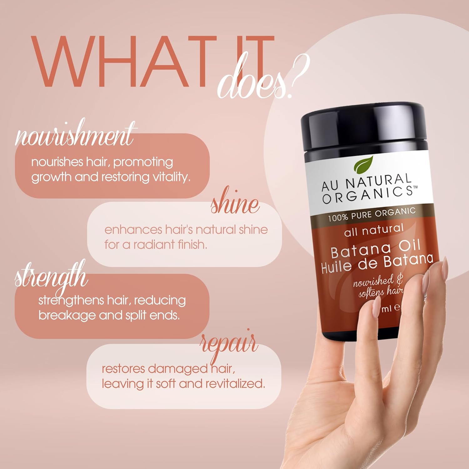 100 ml Raw Batana Oil for Hair Growth - Nourishing & Repairing Hair Styling Agent, Minimizes Hair Loss, Moisturizes Dry Hair, Natural Solution for Gray Hair