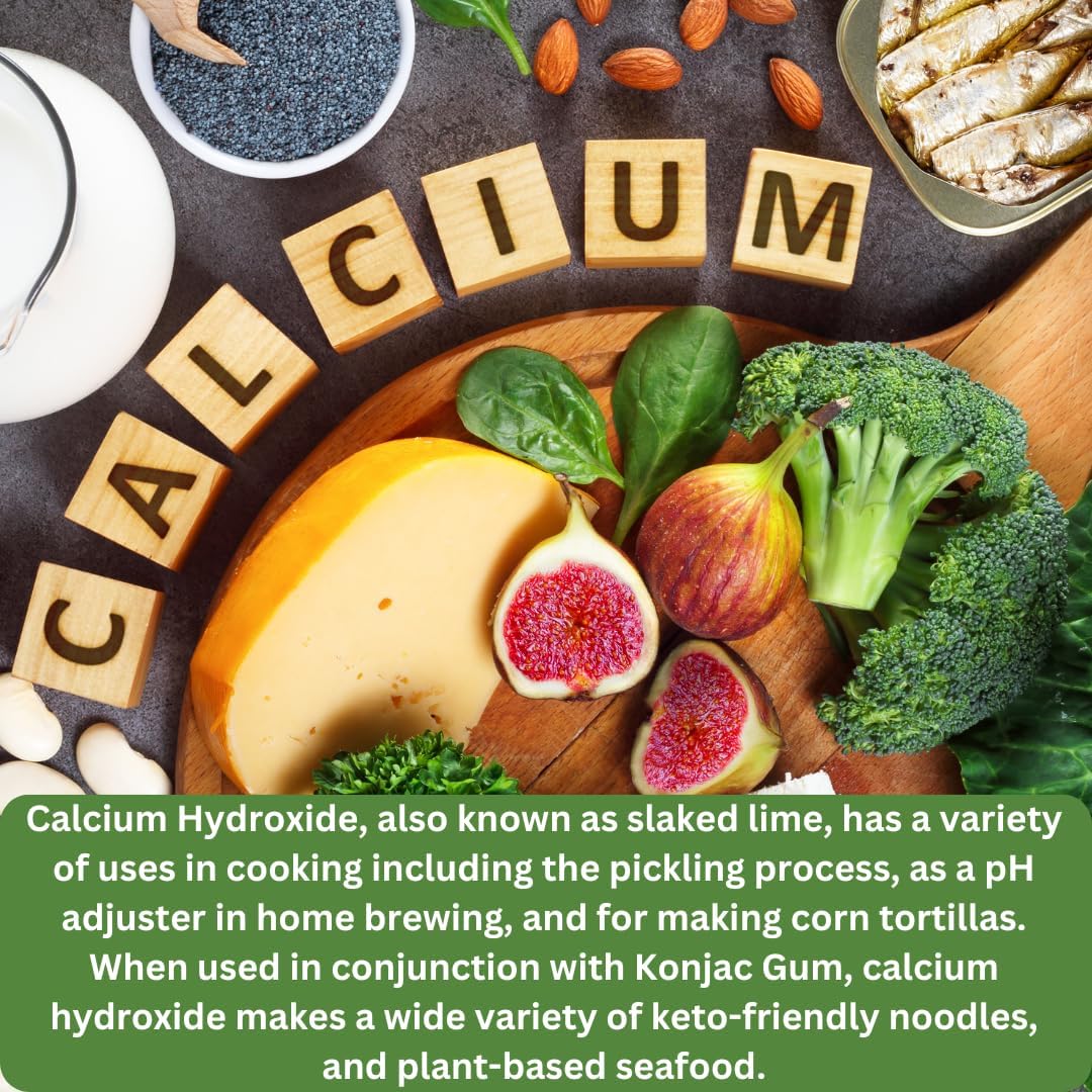 100% Natural Calcium Hydroxide Powder for Food & Cosmetics - 227g / 0.5lbs