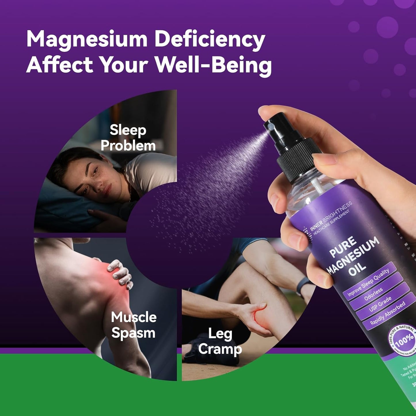 100% Natural Lavender Magnesium Oil Spray for Feet & Sleep - USP Grade 10oz Supplement for Muscle & Skin Health