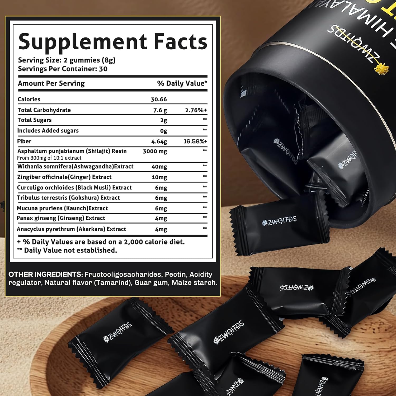 100% Natural Organic Himalayan Shilajit Gold Gummies with Fulvic Acid - Boost Energy & Immune Health - 60 Sugar-Free Non-GMO Gummies for Men and Women