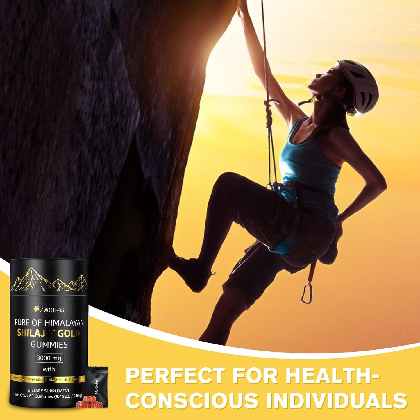 100% Natural Organic Himalayan Shilajit Gold Gummies with Fulvic Acid - Boost Energy & Immune Health - 60 Sugar-Free Non-GMO Gummies for Men and Women