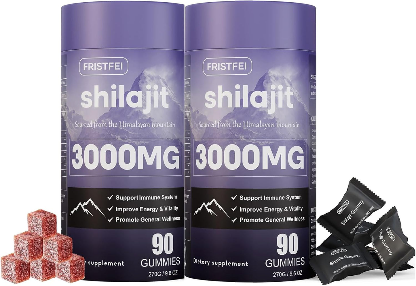 100% Natural & Organic Pure Himalayan Shilajit Gummies - 85+ Trace Minerals & Fulvic Acid - 180 Count - Men & Women - Individually Packaged