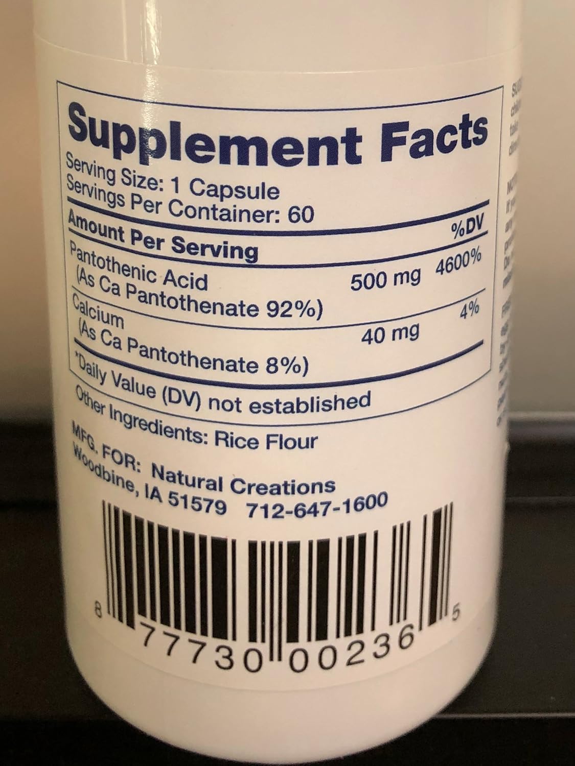 100% Natural Pantothenic Acid Supplement for Overall Wellness and Energy Boost