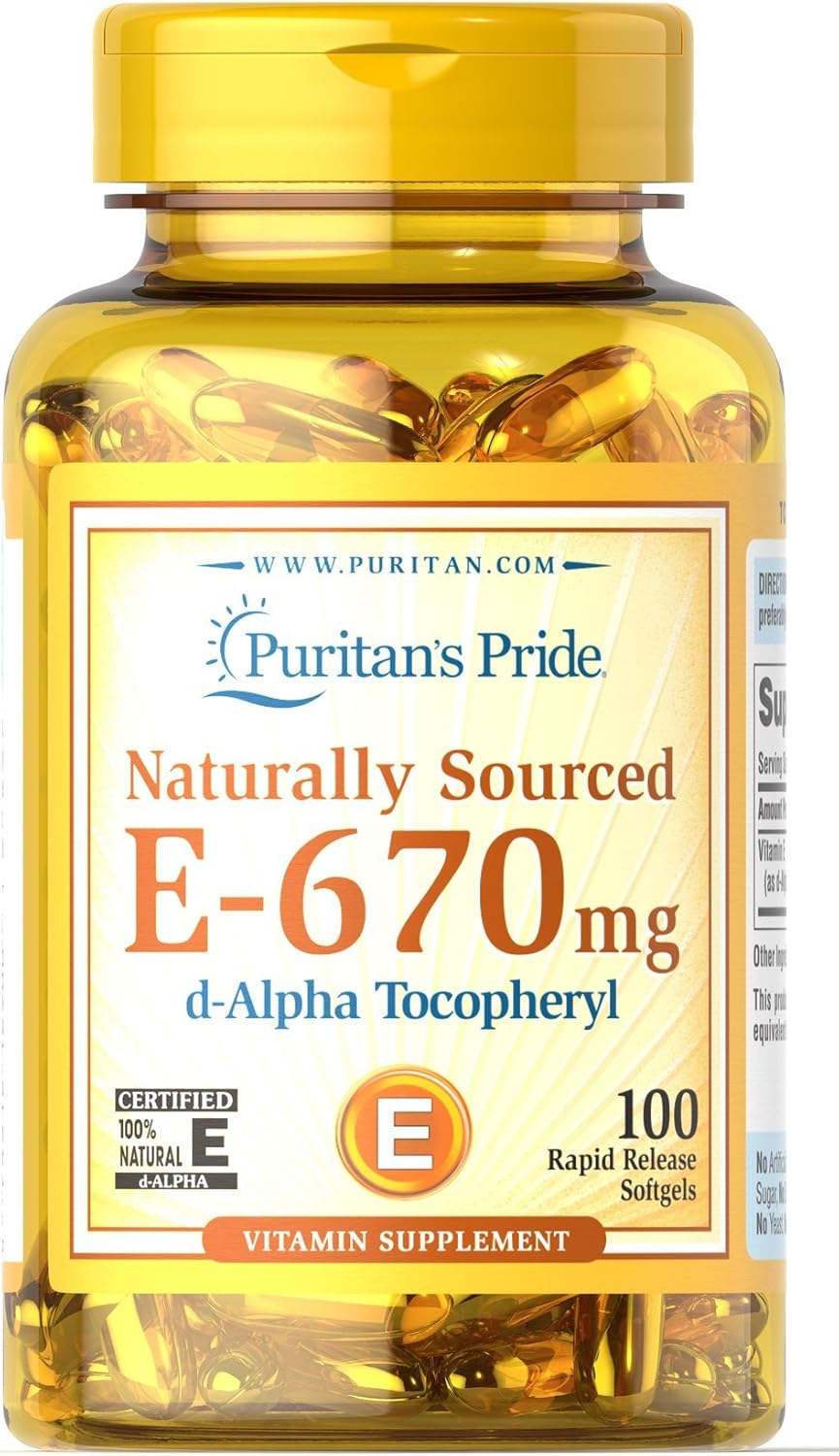 100% Natural Puritan's Pride Vitamin E-670 mg Softgels - 100 Count