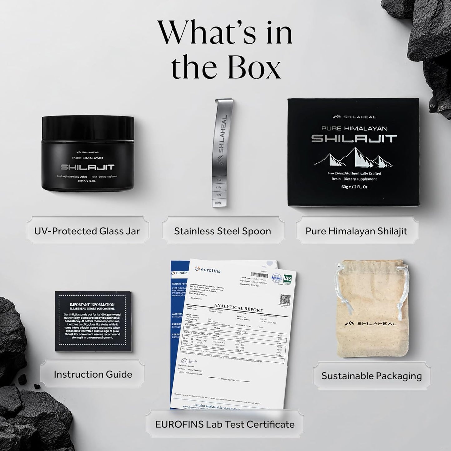 100% Natural SHILAHEAL Shilajit Resin from Ladakh, Himalayas 60g - Energy Boost & Immune Support - Men & Women - 4-Month Supply