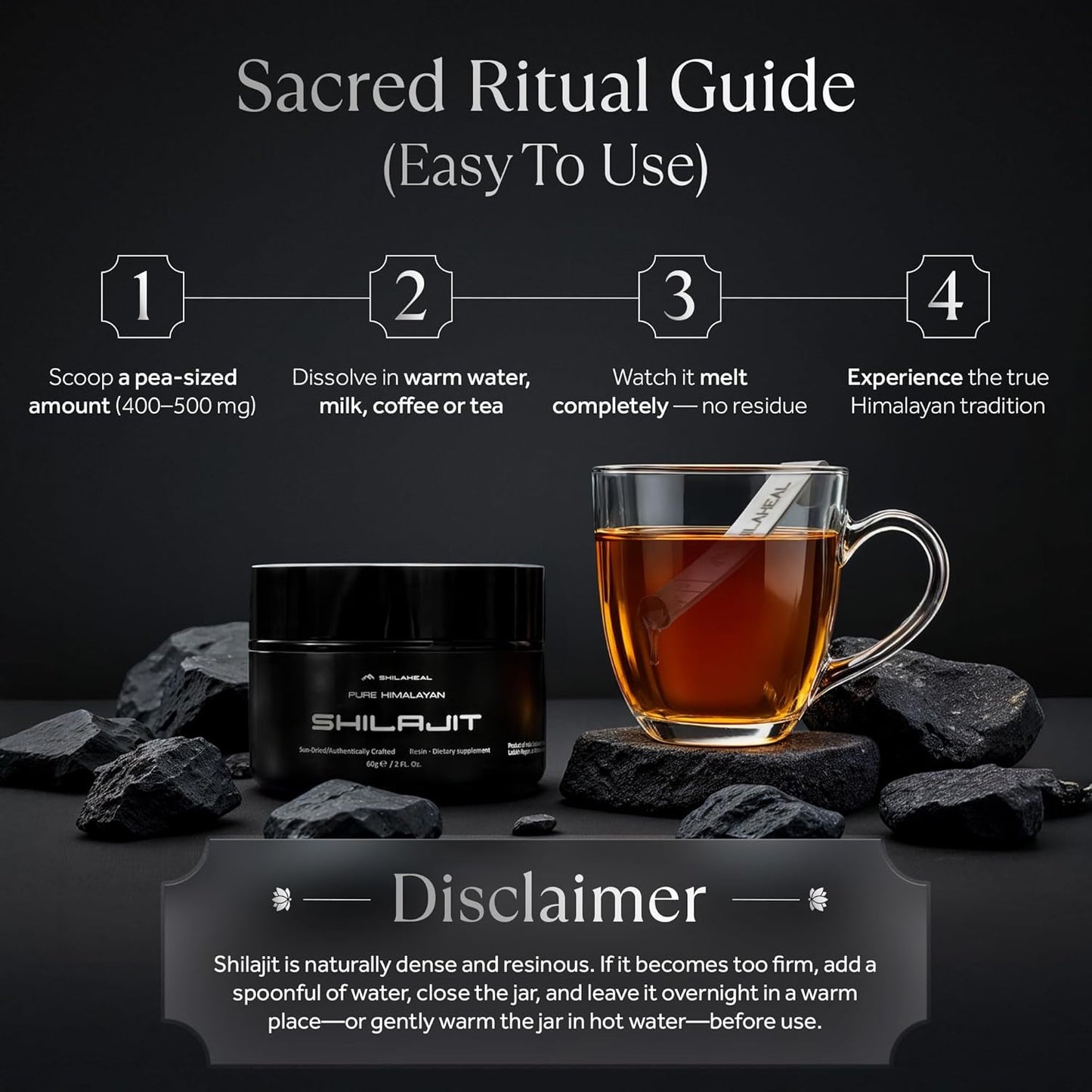 100% Natural SHILAHEAL Shilajit Resin from Ladakh, Himalayas 60g - Energy Boost & Immune Support - Men & Women - 4-Month Supply