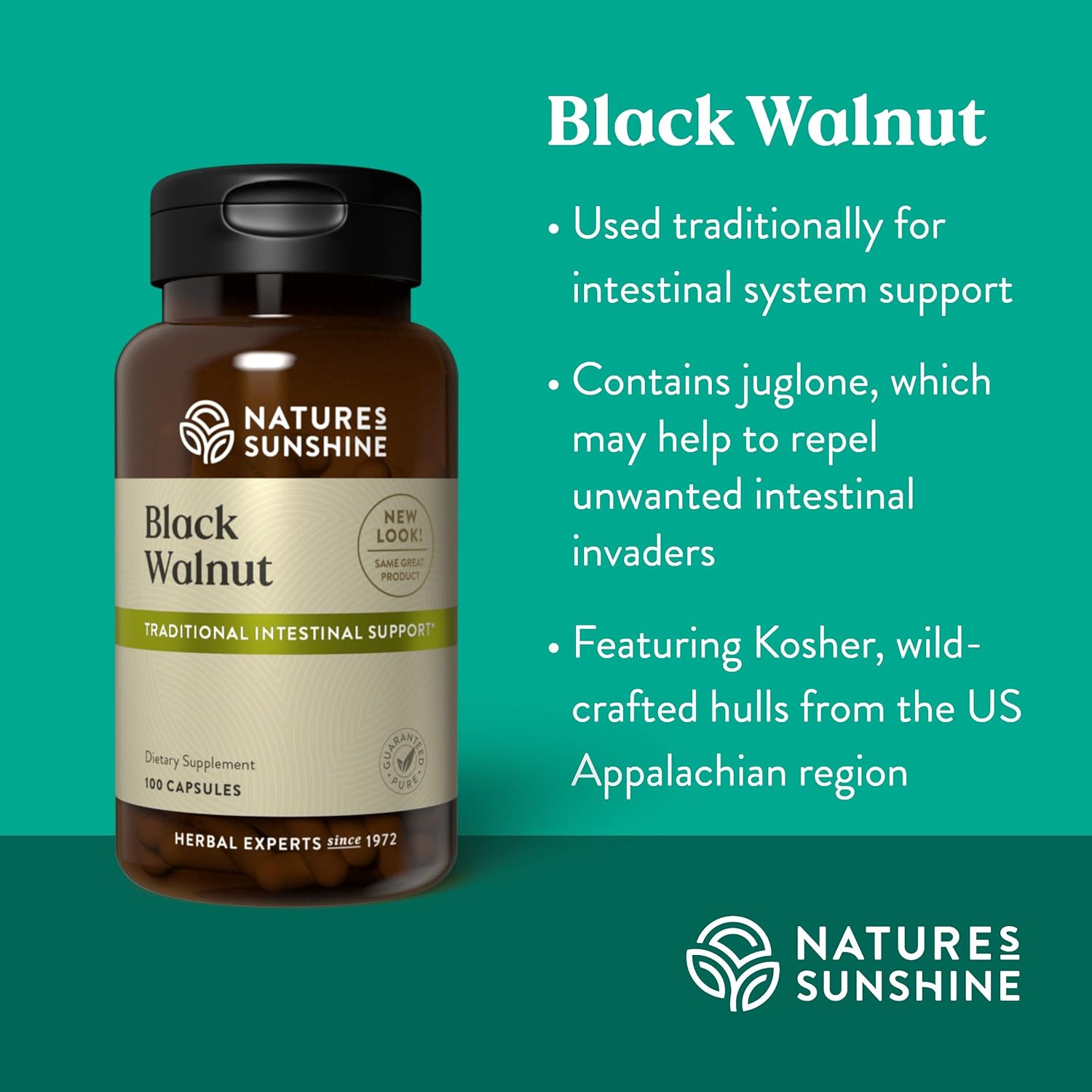 100 Nature's Sunshine Black Walnut Capsules for Natural Health Support