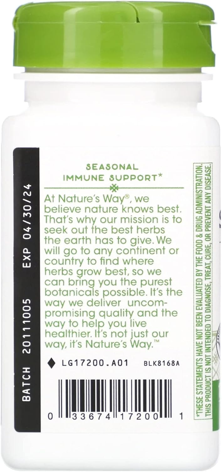 100 Nature's Way Spirulina Micro-Algae Capsules - 380 mg Vegan Supplement