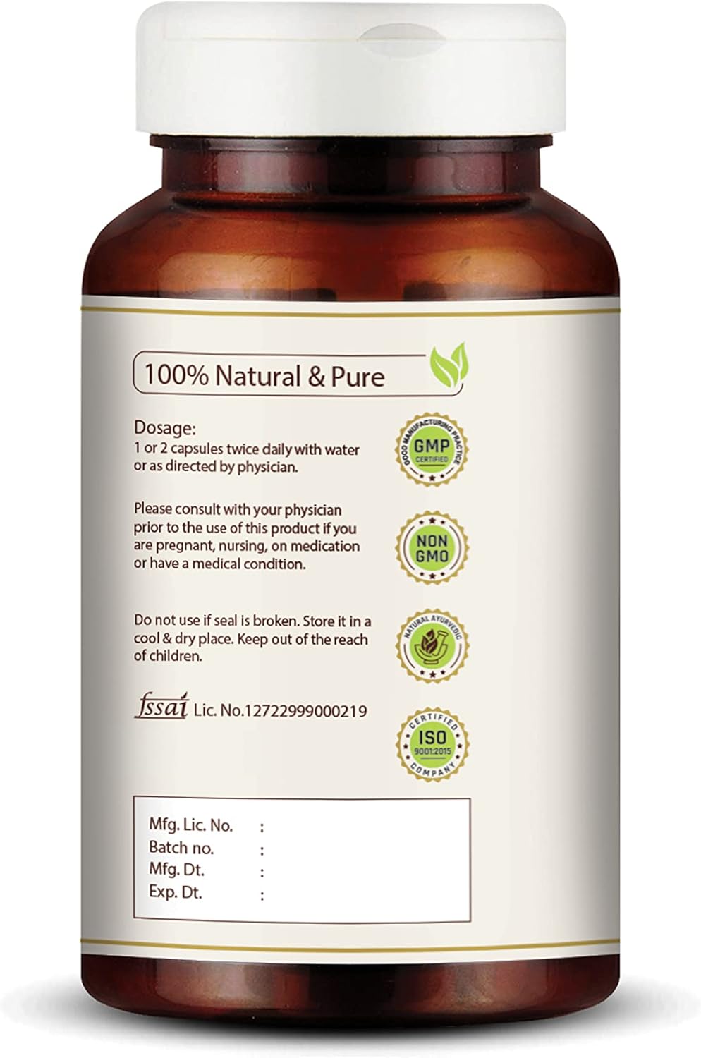 100% Organic Amla Capsules for Immunity Boost - Natural Vitamin C Source - Herbal Supplements (60 Capsules)
