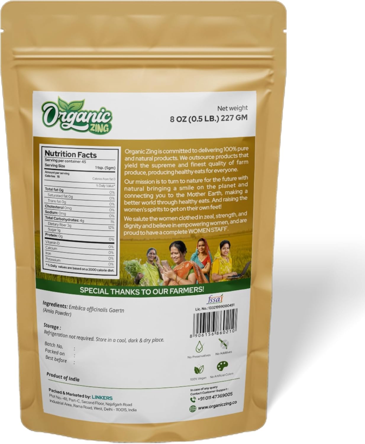 100% Organic Amla Powder - Vitamin C Rich Indian Gooseberry for Consumption - Phyllanthus Emblica - 227gm Pack of 1