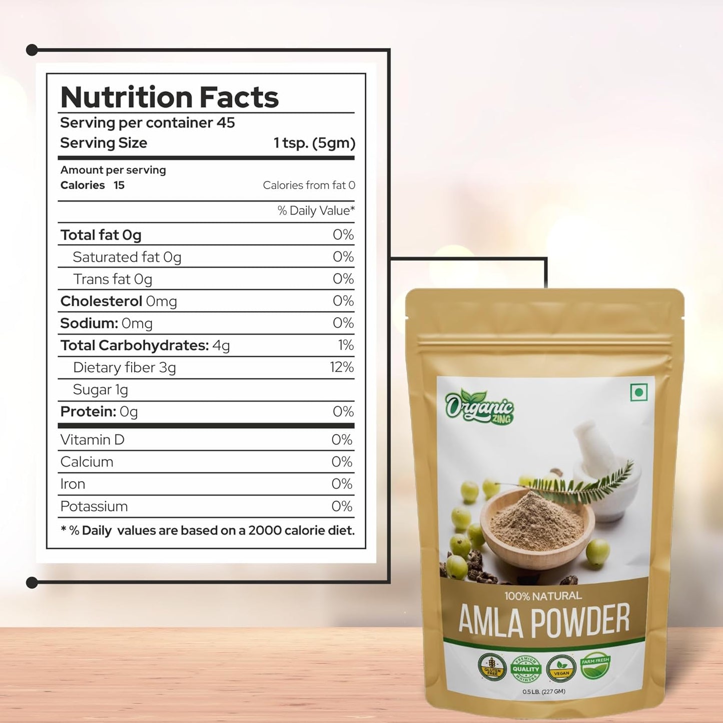 100% Organic Amla Powder - Vitamin C Rich Indian Gooseberry for Consumption - Phyllanthus Emblica - 227gm Pack of 1
