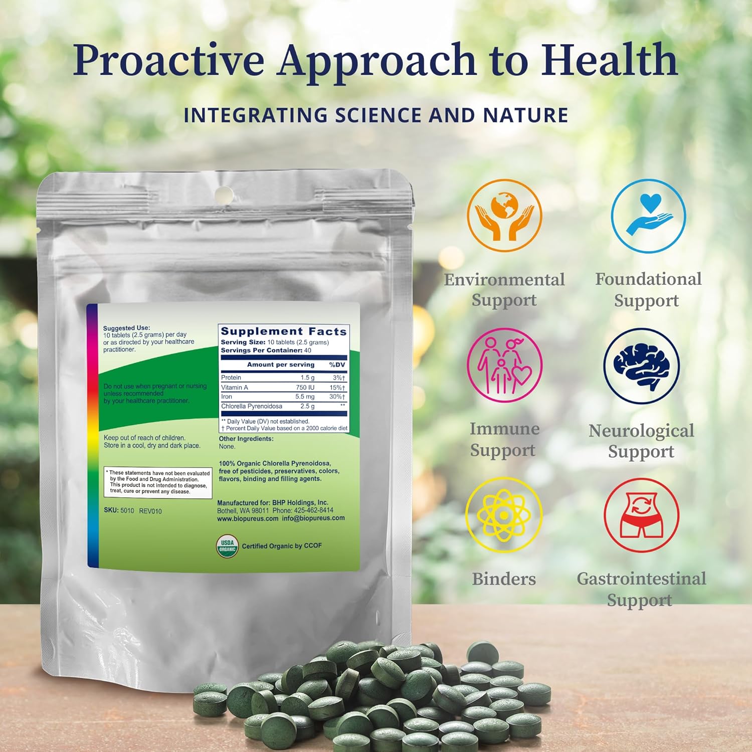 100% Organic BioPure Chlorella Pyrenoidosa Tablets for Metabolism, Detox & Immunity - Nutrient-Rich Superfood packed with Proteins, Vitamins, Minerals & Amino Acids