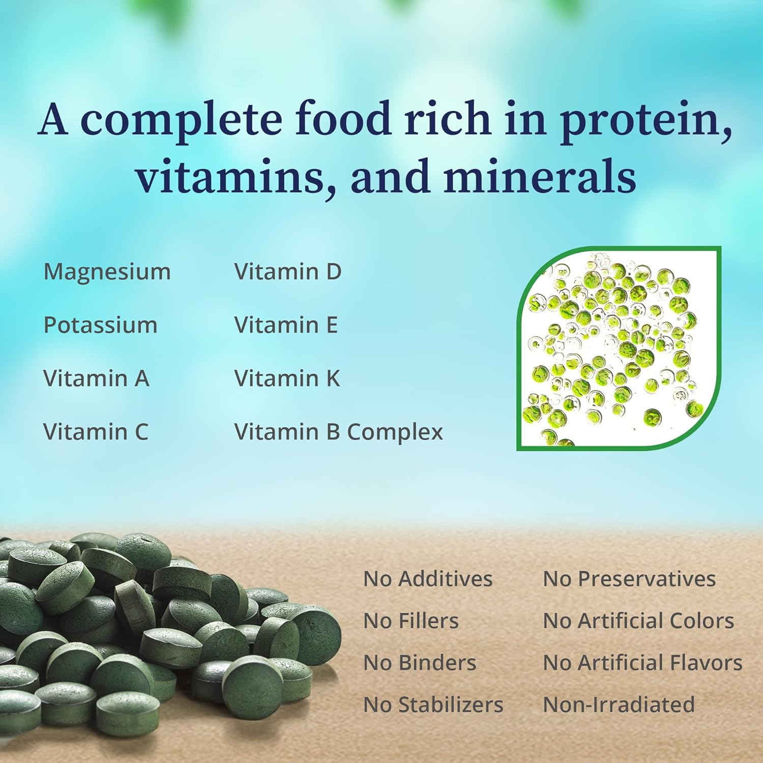 100% Organic BioPure Chlorella Pyrenoidosa Tablets for Metabolism, Detox & Immunity - Nutrient-Rich Superfood packed with Proteins, Vitamins, Minerals & Amino Acids