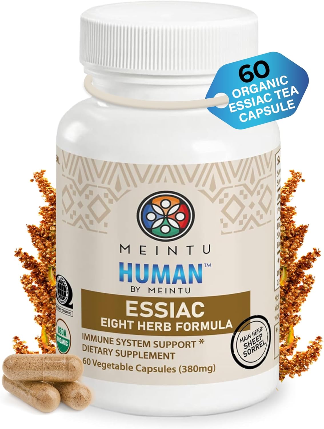 100% Organic Essiac Tea Capsules - Advanced Antioxidant Blend for Overall Health - 8 Herb Supplement - 60 Capsules