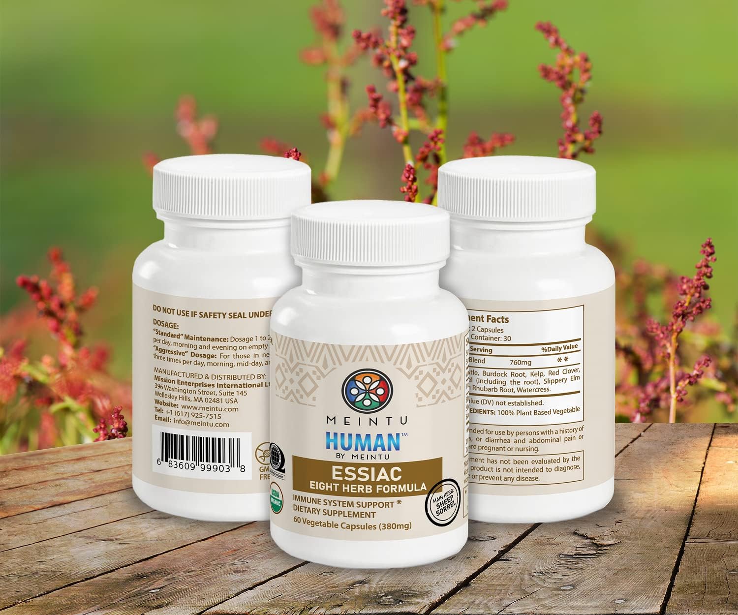 100% Organic Essiac Tea Capsules - Advanced Antioxidant Blend for Overall Health - 8 Herb Supplement - 60 Capsules