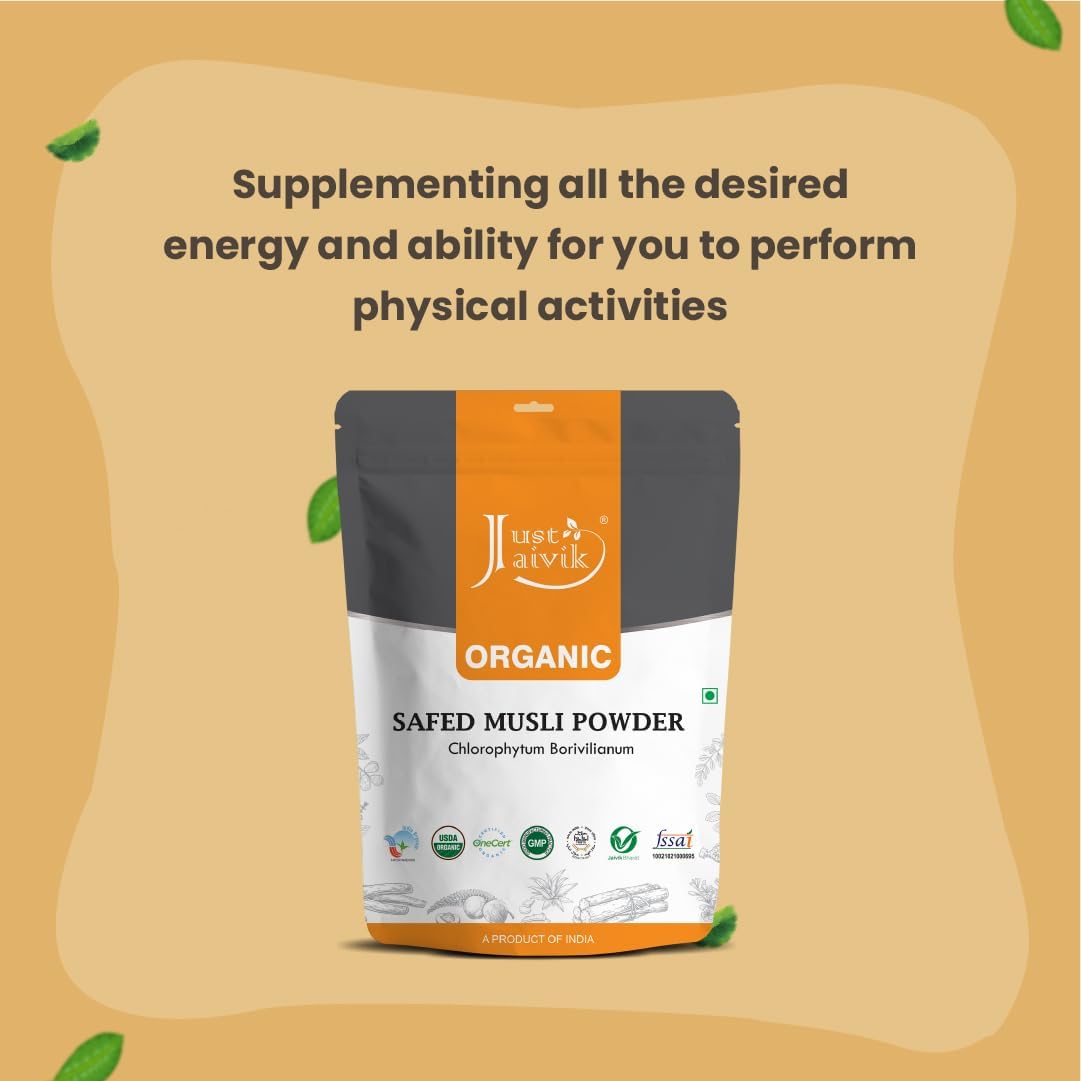 100% Organic Safed Musli Powder - Chlorophytum Borivilianum 227g (8oz) - FDA Registered Facility - Natural Health Supplement