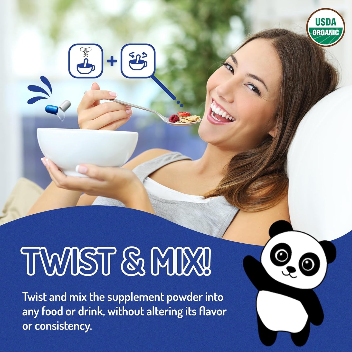 100% Organic Vitamin D3 Supplement for Strong Bones & Healthy Immunity | Twist & Mix Design | GMO Gluten Vegan | Adults & Kids 4+ | 90 Servings