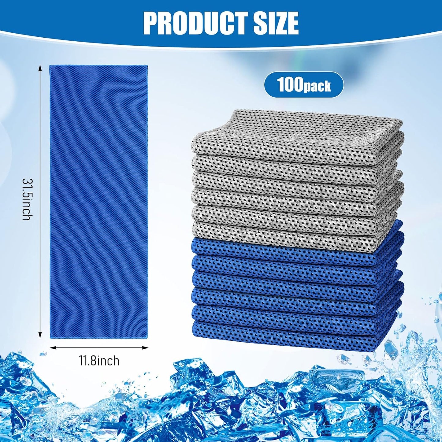 100 Pack Cooling Towel Microfiber Ice Towel for Gym, Yoga, Golf - Breathable Chilly Sweat Towel for Neck and Face - Sports Towel for Workout and Beach - Cooling Accessories