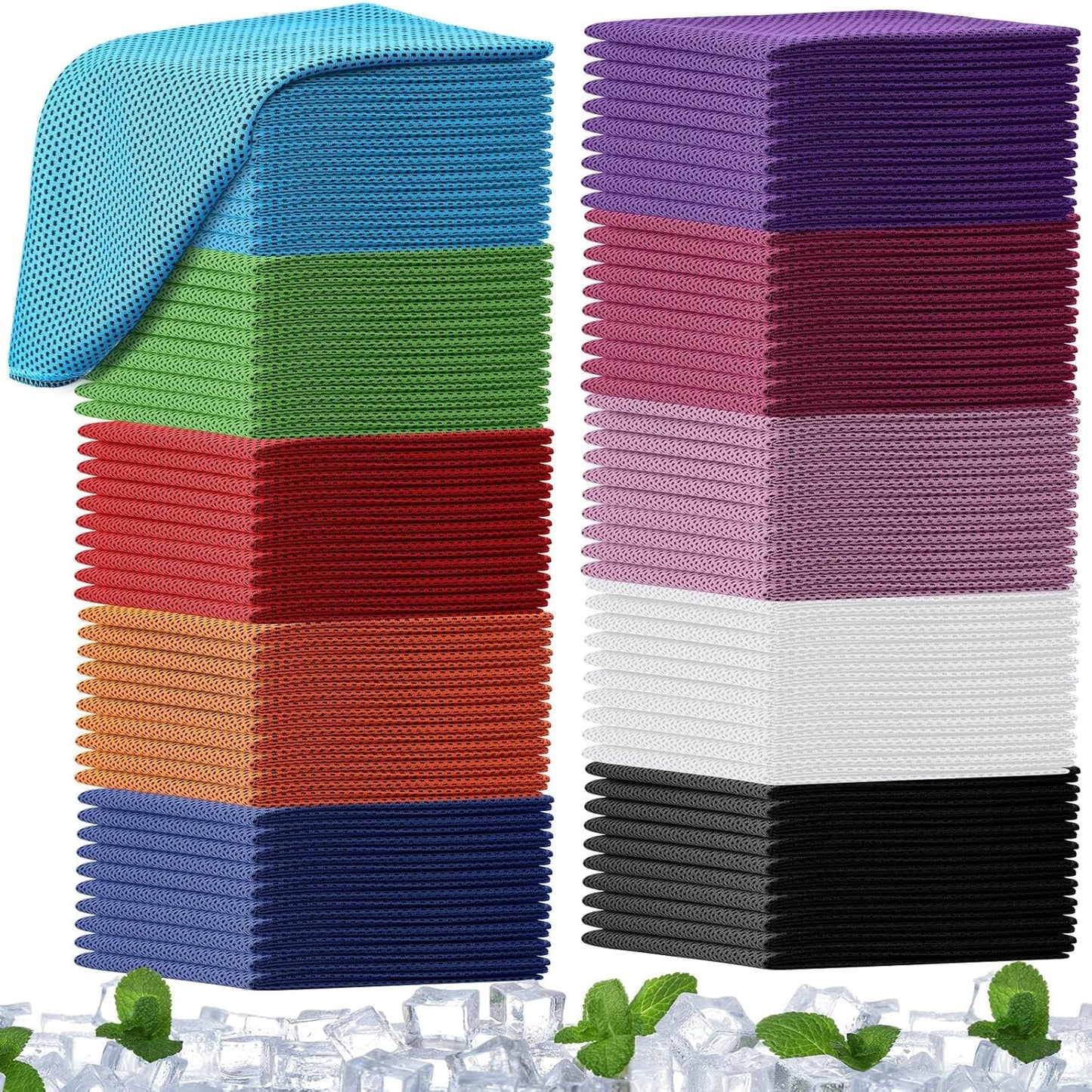 100 Pack Microfiber Cooling Towels for Gym, Yoga, Golf, and Beach - Breathable Ice Towels for Neck and Face - Chilly Sweat Towels for Sports