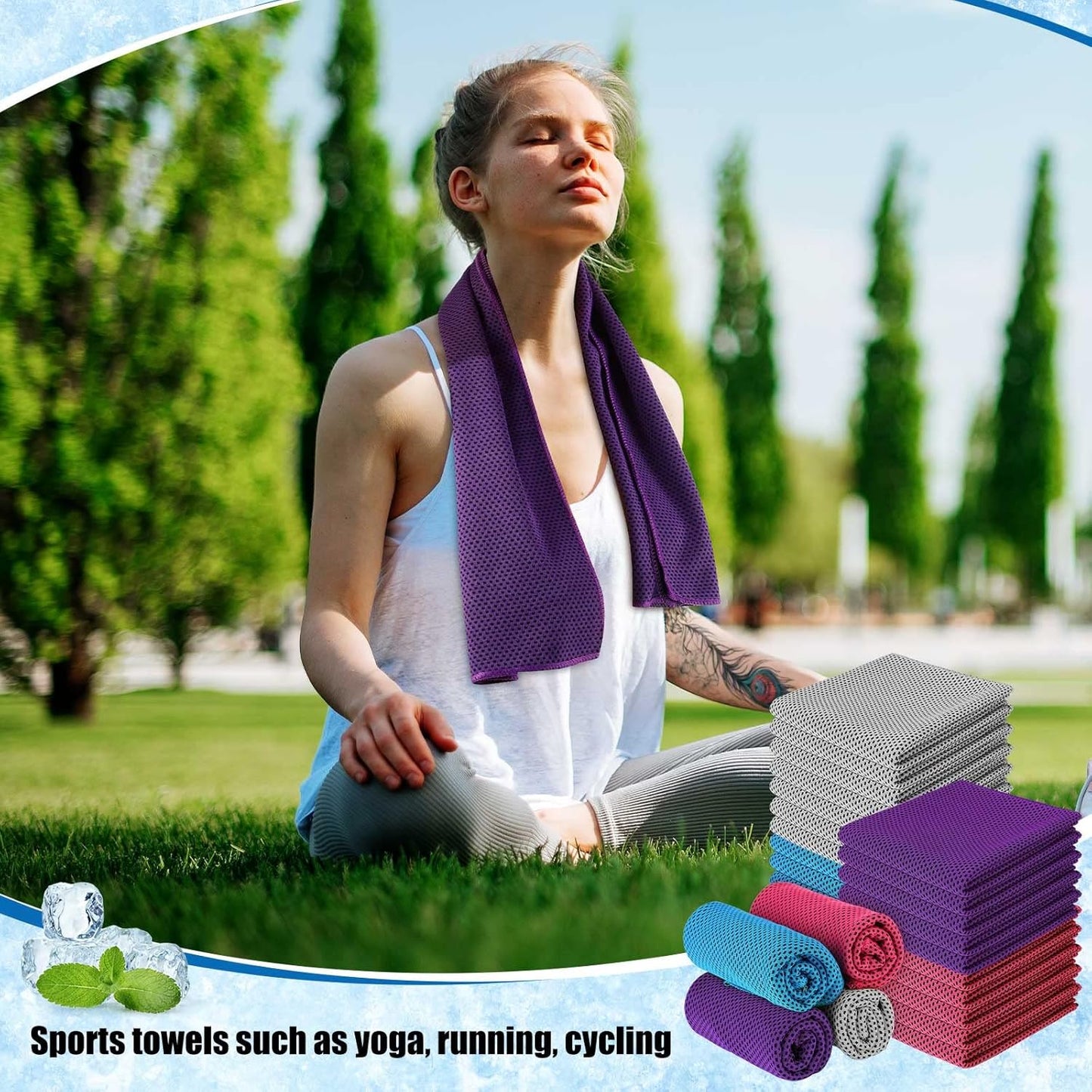 100-Pack Microfiber Cooling Towels for Gym, Yoga, Golf, and Beach Workouts - Breathable Ice Towels for Neck and Face