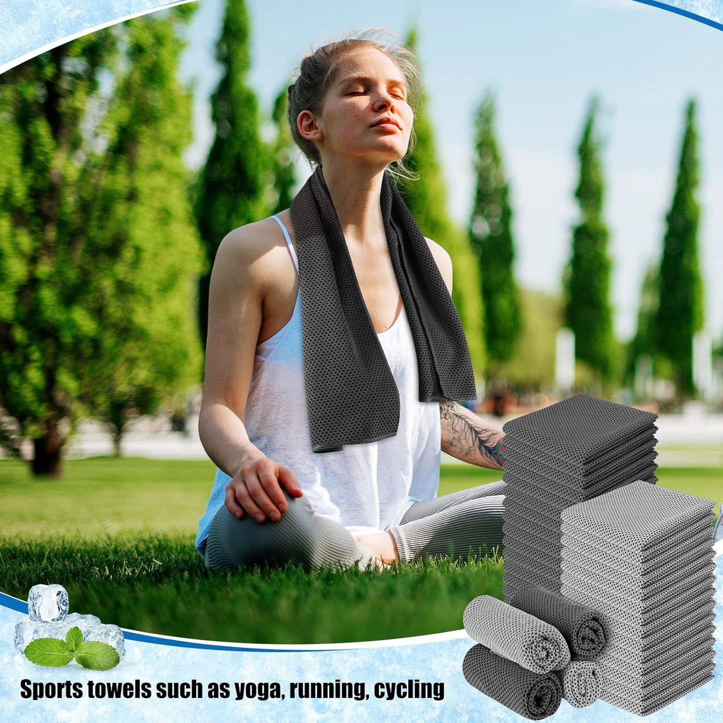 100 Pack Microfiber Cooling Towels for Gym, Yoga, Golf, Beach - Breathable Chilly Sports Towel for Neck and Face - Ice Towel for Sweat Relief