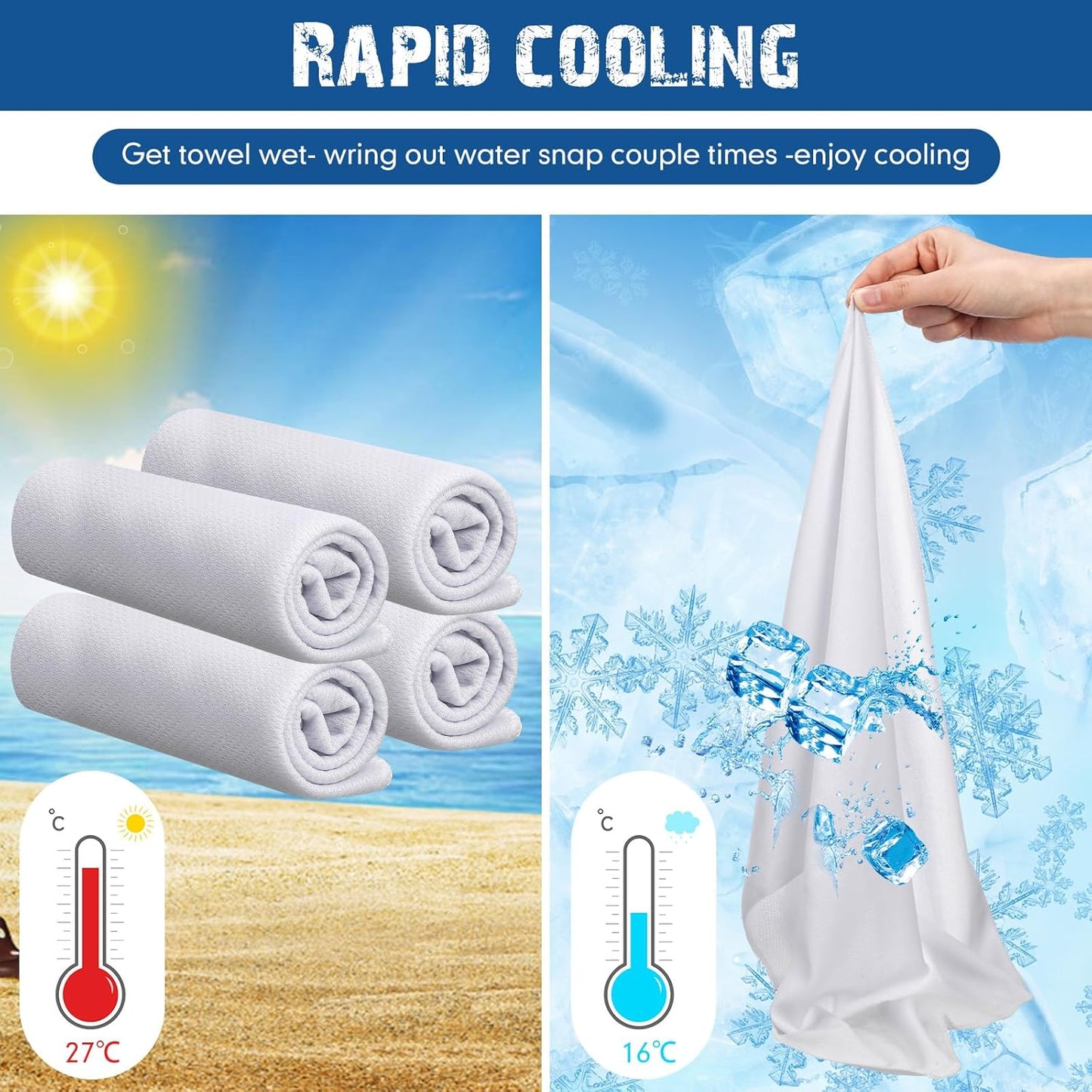 100 Pack Microfiber Cooling Towels for Sports, Gym, Yoga, Golf, and Beach - Breathable Ice Towels for Neck and Face