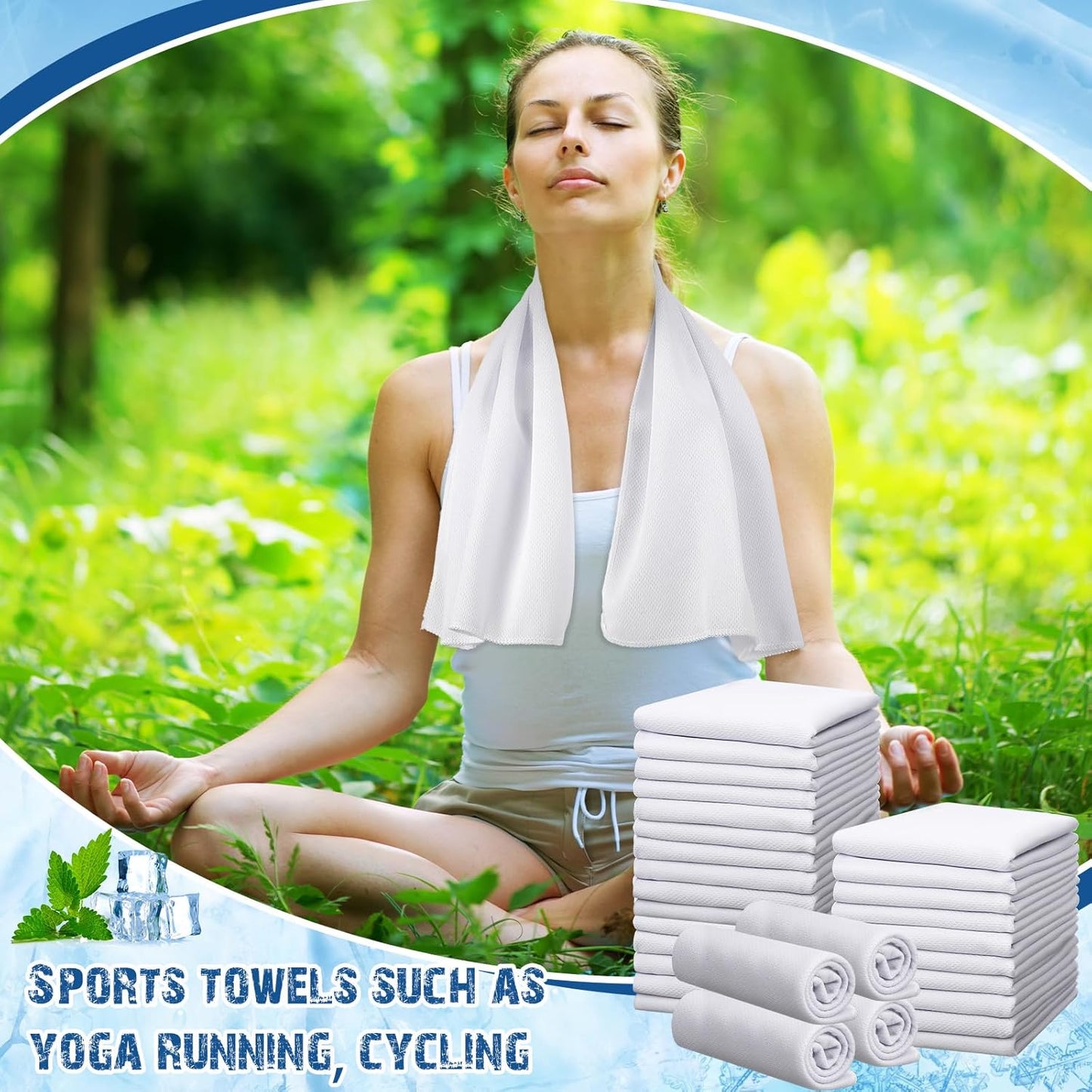 100 Pack Microfiber Cooling Towels for Sports, Gym, Yoga, Golf, and Beach - Breathable Ice Towels for Neck and Face