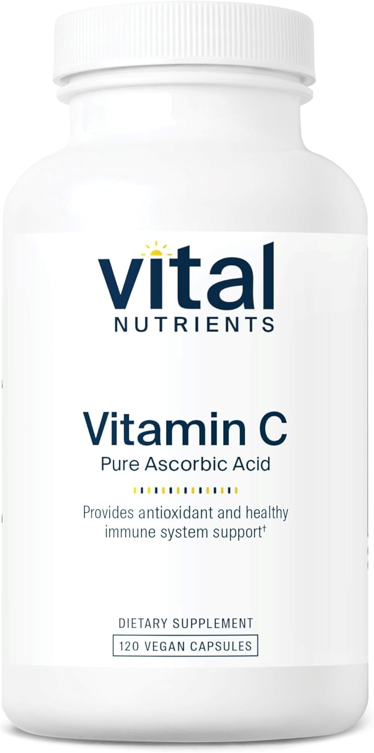 100% Pure Ascorbic Acid Vitamin C 1000mg Supplement for Immune Support - Vegan Antioxidant Capsules - Non-GMO - 120 Count
