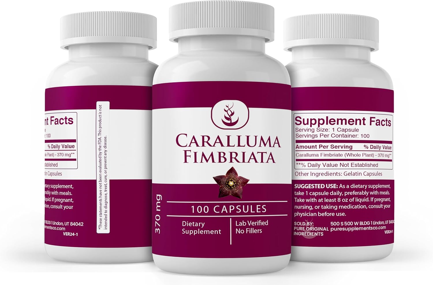 100 Pure Caralluma Fimbriata Capsules - No Additives or Fillers - Lab Verified Quality