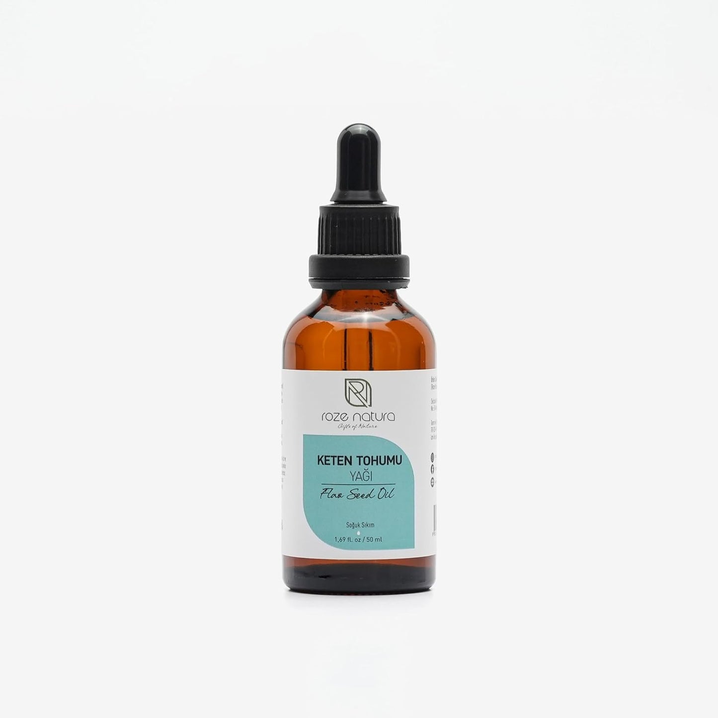 100% Pure Cold Pressed Flaxseed Oil - 1.69 oz (50ml) | Food Grade, Non-GMO, No Additives | Amber Color, No Dyes or Alcohol