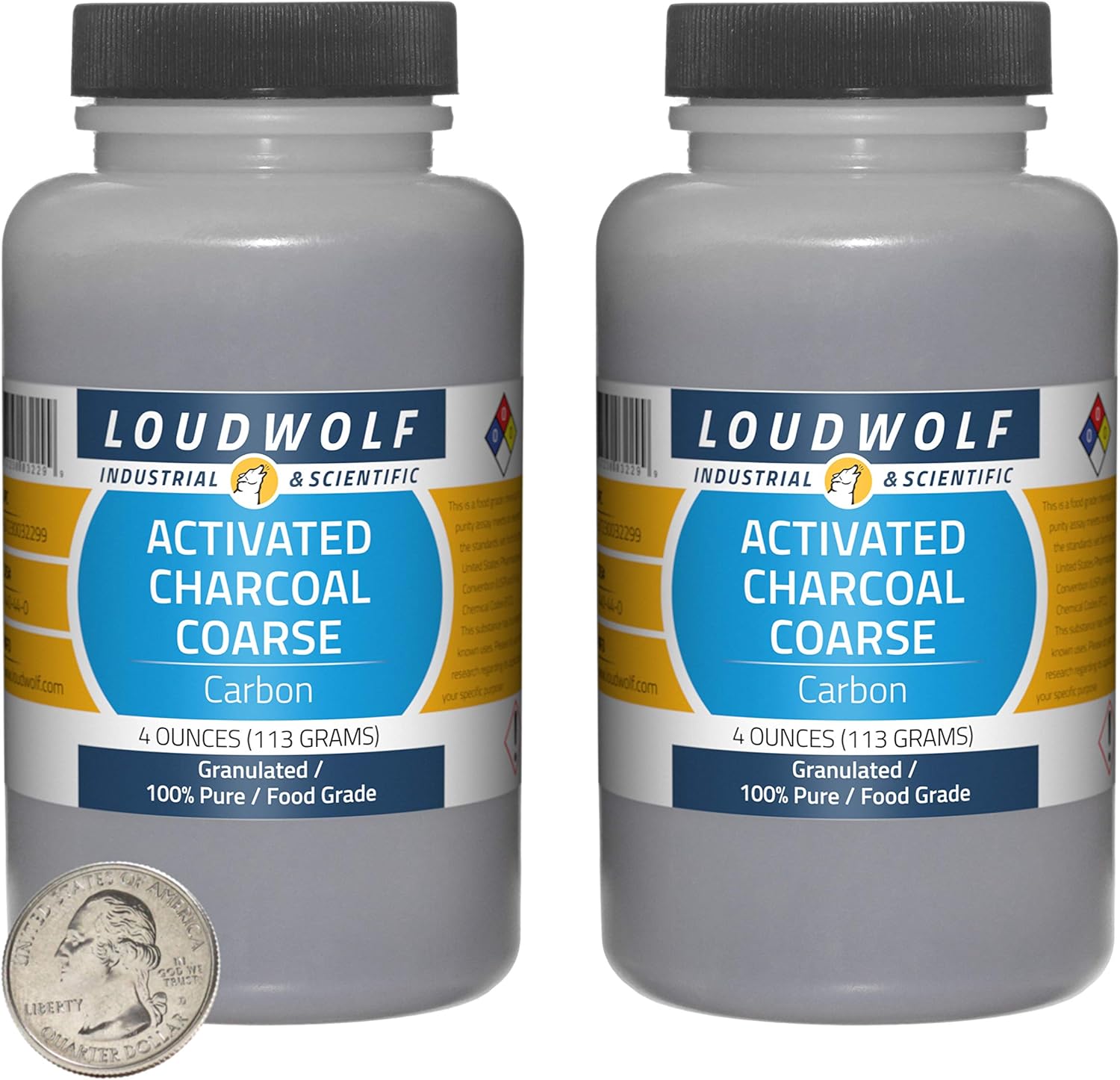 100% Pure Food Grade Activated Charcoal - 8 Ounces, Set of 2 Bottles