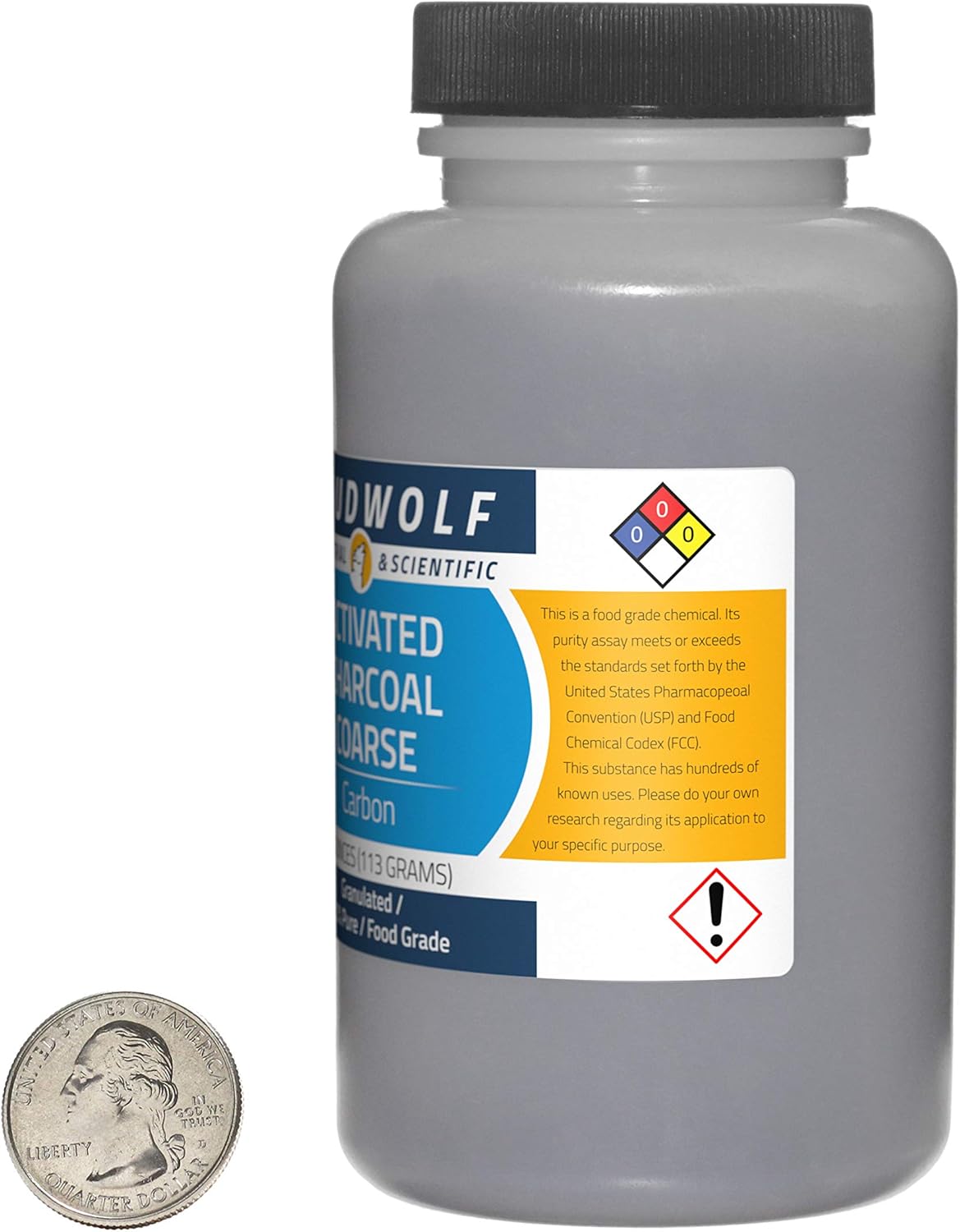 100% Pure Food Grade Activated Charcoal - 8 Ounces, Set of 2 Bottles