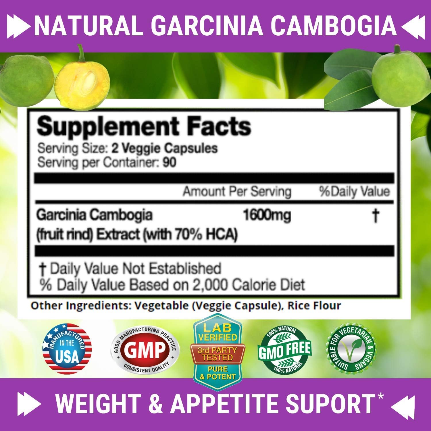 100% Pure Garcinia Cambogia Extract for Weight Management - All Natural Appetite Suppressant - 180 Capsules by FRESH HEALTHCARE