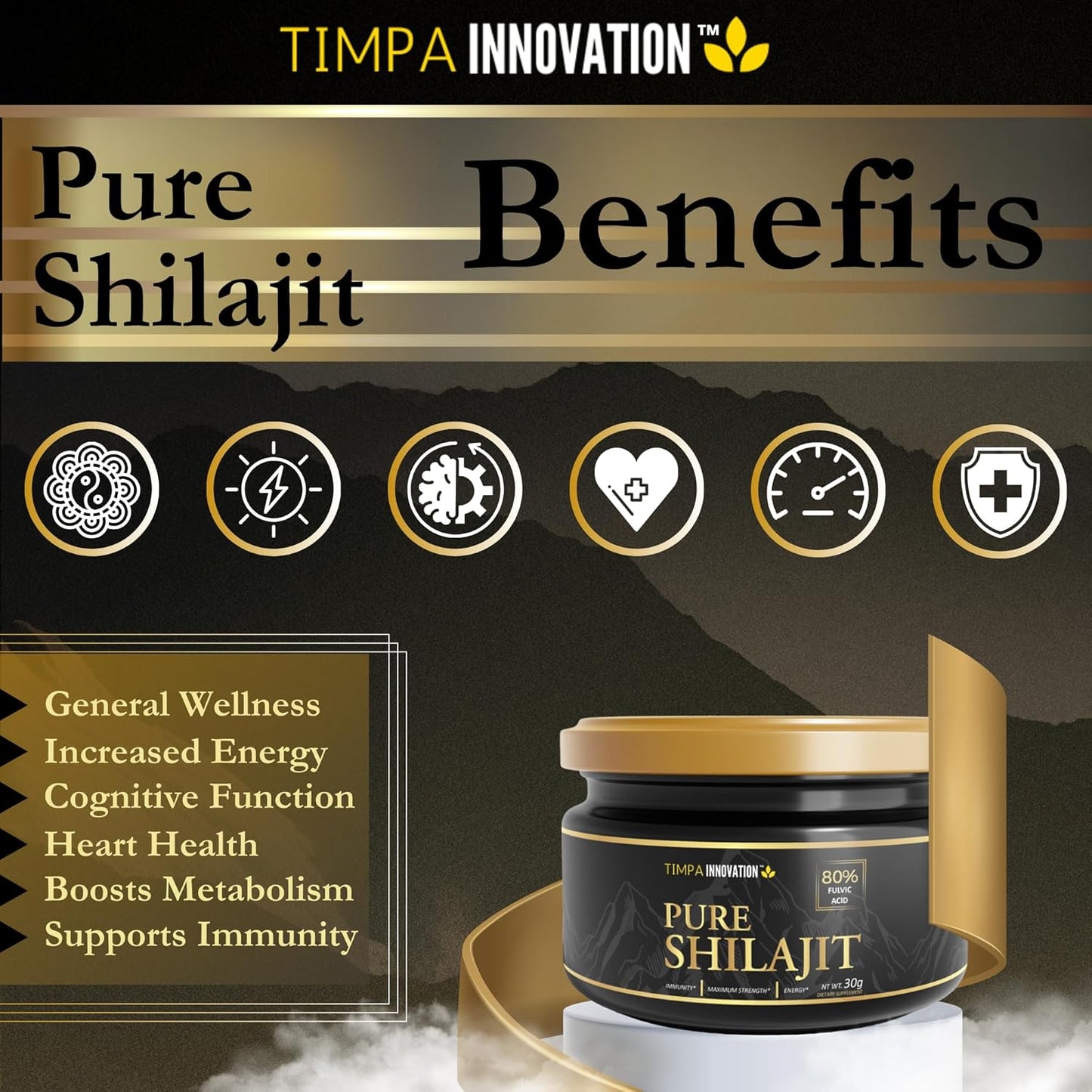 100% Pure Himalayan Shilajit Resin - Potent Premium Supplement with 85+ Trace Minerals and 80% Fulvic Acid - Organic Shilajit for Men and Women - 30g