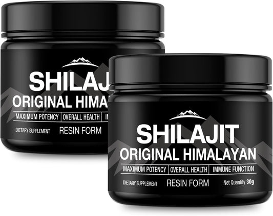100% Pure Himalayan Shilajit Resin Gold Grade Supplement - 60g Shilajit for Men and Women - Includes 85+ Trace Minerals - 30g (2 Packs)