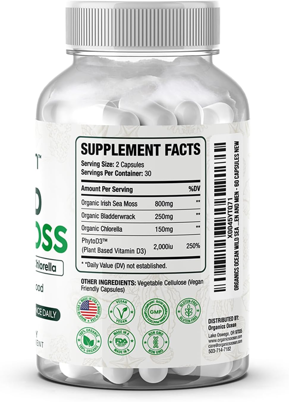 100% Pure Irish Sea Moss & Shilajit Capsules for Thyroid Support - Organic Ocean Wild Sea Moss & One-a-Day Shilajit for Men and Women
