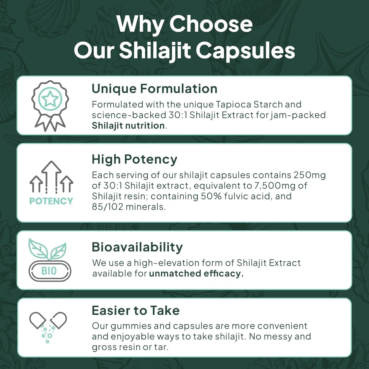 100% Pure Irish Sea Moss & Shilajit Capsules for Thyroid Support - Organic Ocean Wild Sea Moss & One-a-Day Shilajit for Men and Women