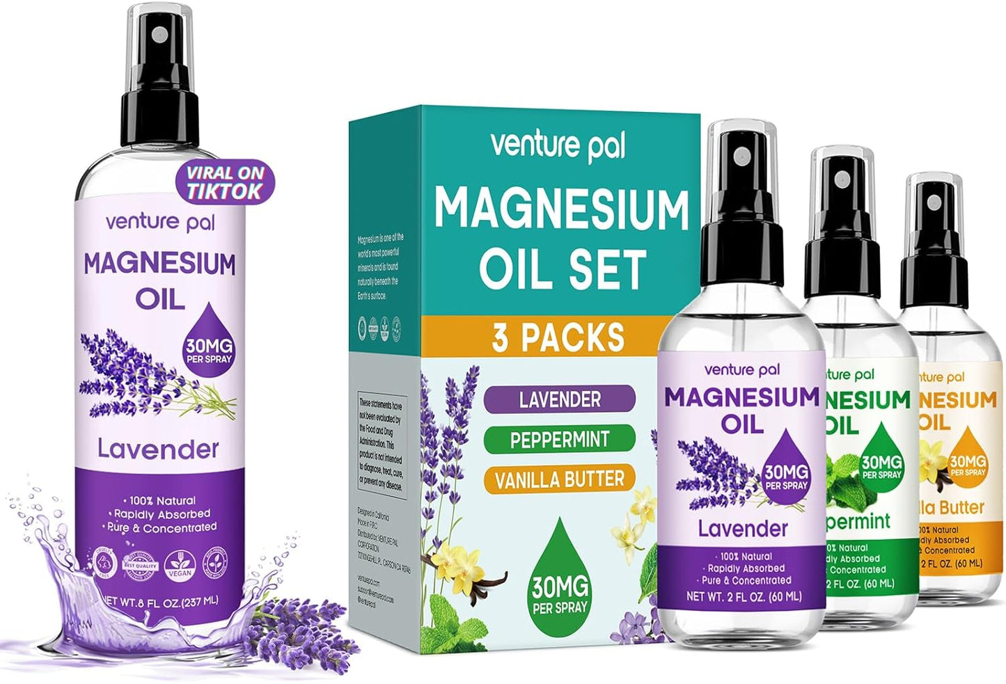 100% Pure Magnesium Oil Spray Set - Big 8 oz - Venture Pal