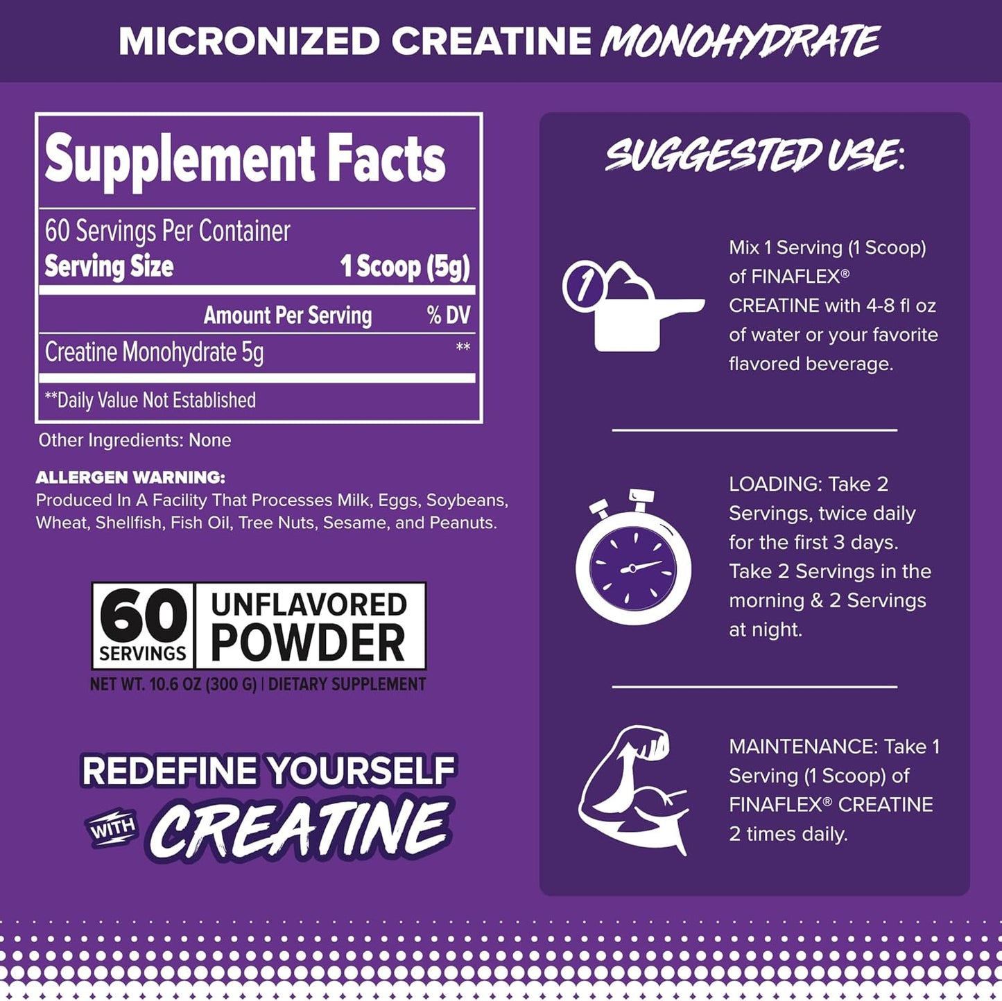 100% Pure Micronized Creatine Monohydrate Powder - 10.6 oz - Promotes Muscular Strength, Size & Performance - Unflavored - 60 Servings