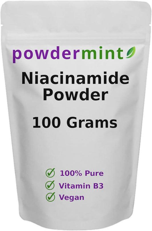 100% Pure Niacinamide Powder 500mg - Flush-Free Vitamin B3 Supplement (100g)