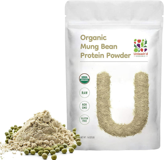 100% Pure Organic Mung Bean Protein Powder - 16 oz, Rich in Vitamins & Fiber, Supports Immune Health & Digestion