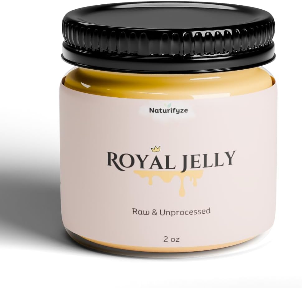 100% Pure Royal Jelly by Naturifyze - Raw & Unprocessed Immune Support Supplement with Vitamins & Amino Acids - Natural Sour Taste - 2oz
