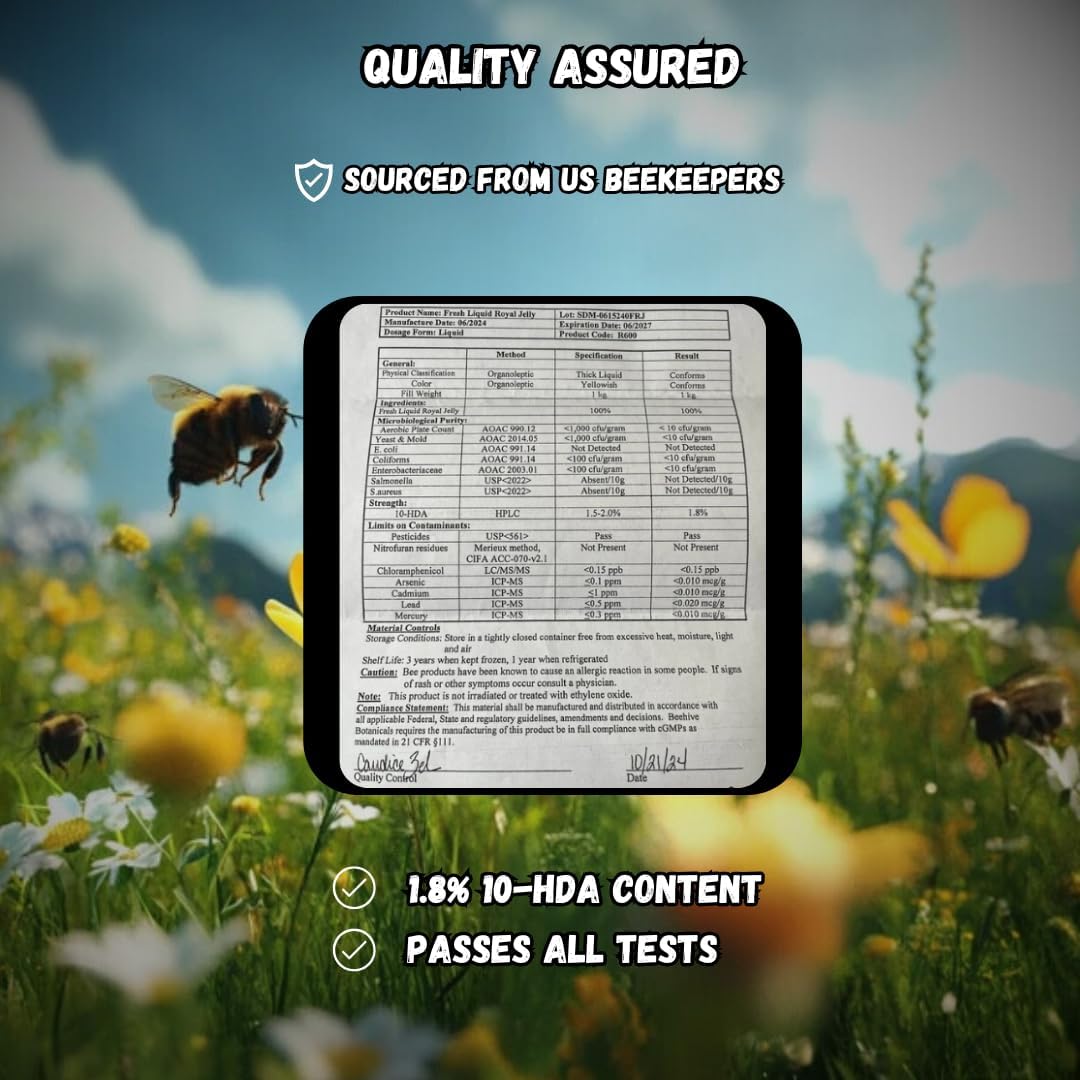 100% Pure Royal Jelly by Naturifyze - Raw & Unprocessed Immune Support Supplement with Vitamins & Amino Acids - Natural Sour Taste - 2oz